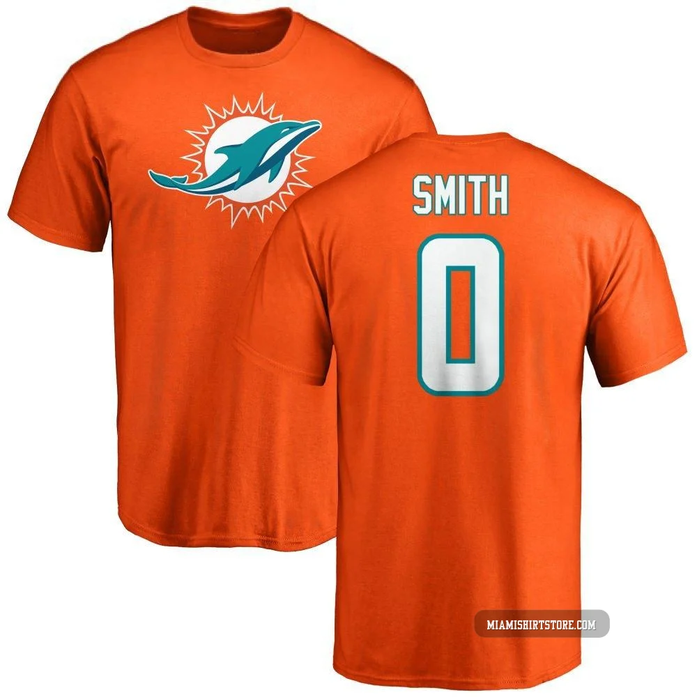 Men's Mazi Smith Miami Dolphins ＃0 Orange Pro Line Name & Number Logo T-Shirt -
