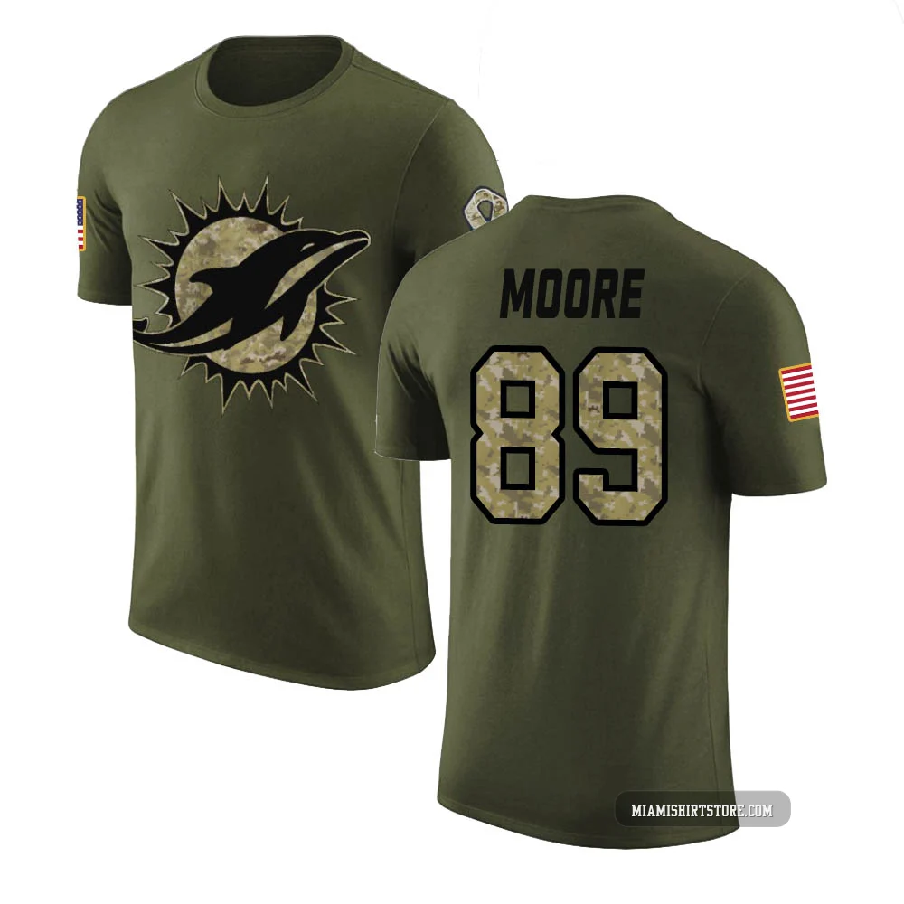 Men's Nat Moore Miami Dolphins ＃89 Legend Olive Salute to Service T-Shirt