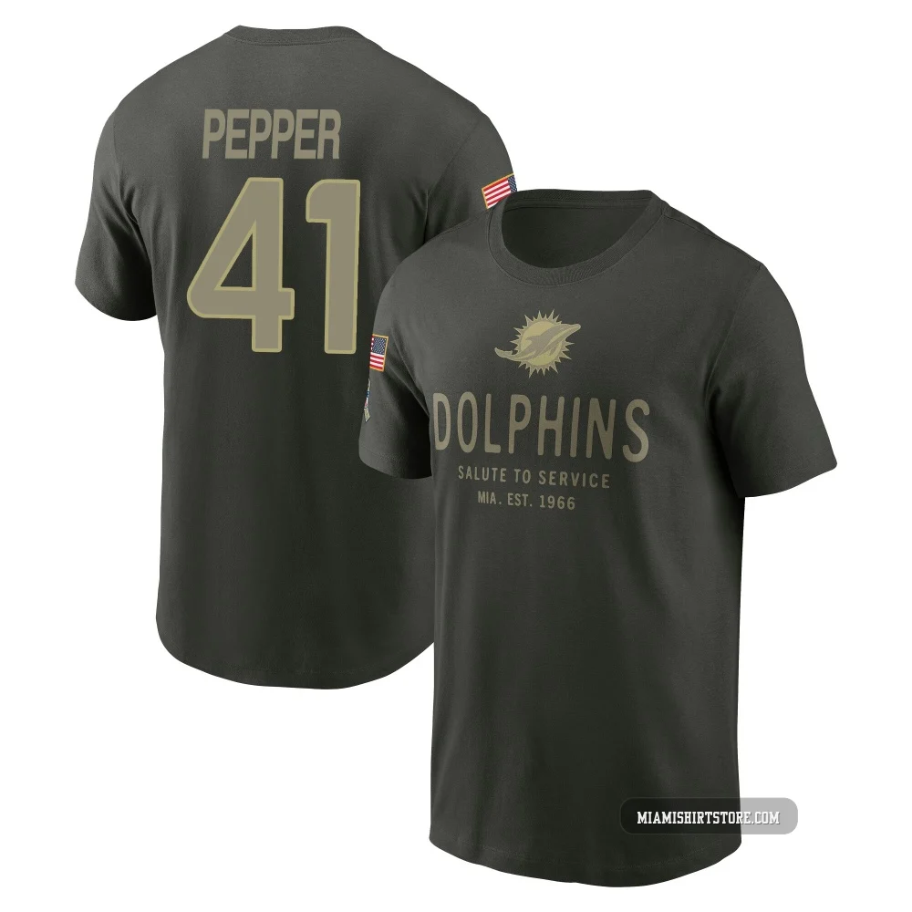 Men's Taybor Pepper Miami Dolphins ＃41 Forest/Green 2025 Salute to Service Sideline Primary Edge T-Shirt