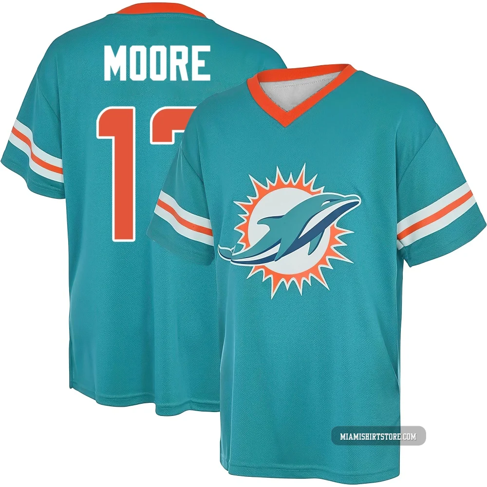 Men's Trey Moore Miami Dolphins ＃17 Aqua Name & Number Game Day V-Neck T-Shirt