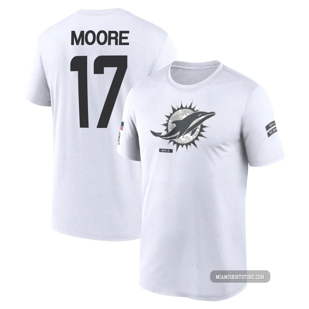 Men's Trey Moore Miami Dolphins ＃17 Legend White 2024 Salute to Service Performance T-Shirt