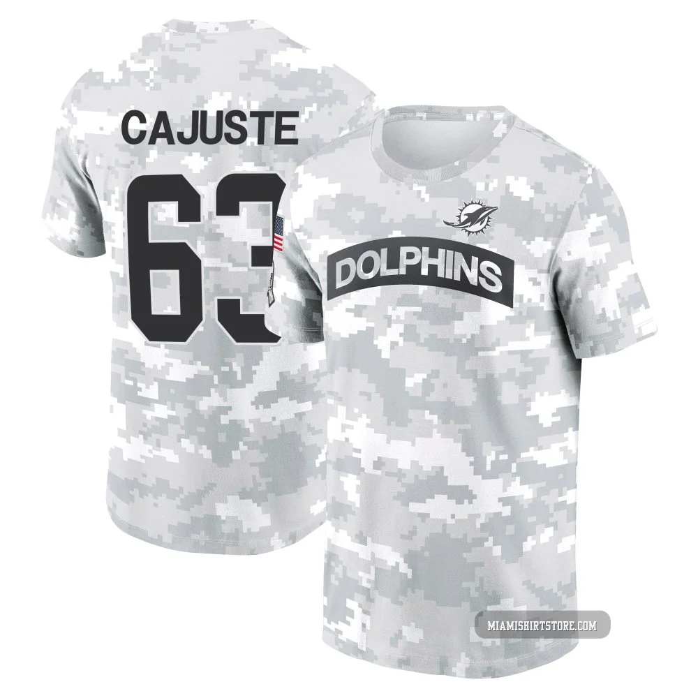 Men's Yodny Cajuste Miami Dolphins ＃63 Arctic Camo 2024 Salute to Service Performance T-Shirt