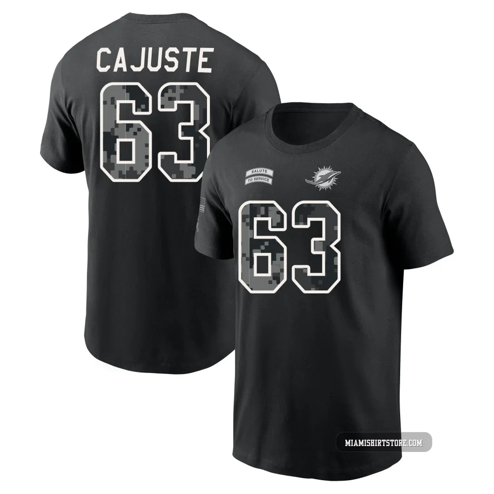 Men's Yodny Cajuste Miami Dolphins ＃63 Black 2026 Salute to Service Name & Number T-Shirt