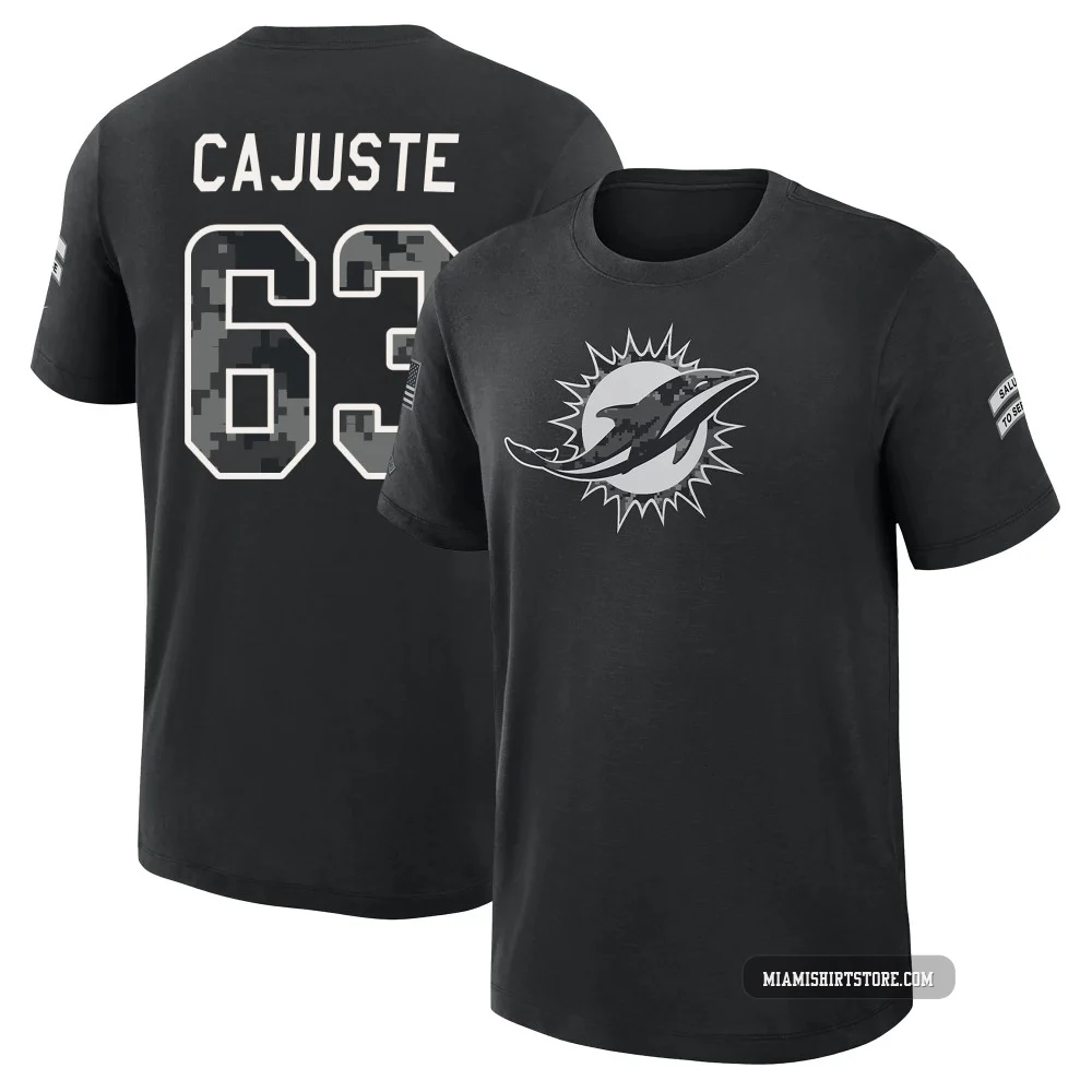 Men's Yodny Cajuste Miami Dolphins ＃63 Black 2026 Salute to Service Slub T-Shirt