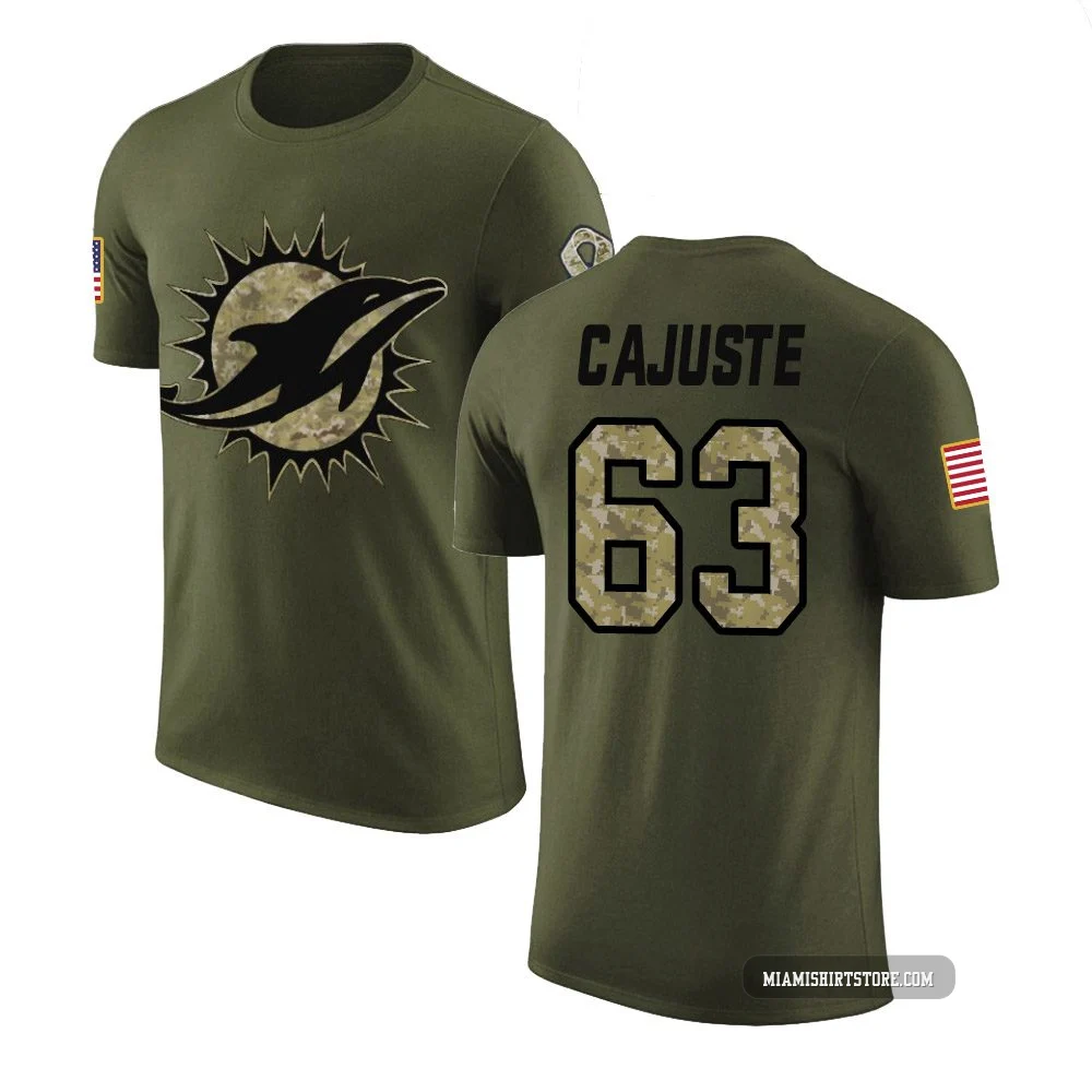 Men's Yodny Cajuste Miami Dolphins ＃63 Legend Olive Salute to Service T-Shirt