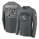 Men's Zane Gonzalez Miami Dolphins ＃45 Gray 2026 Salute to Service Long Sleeve T-Shirt