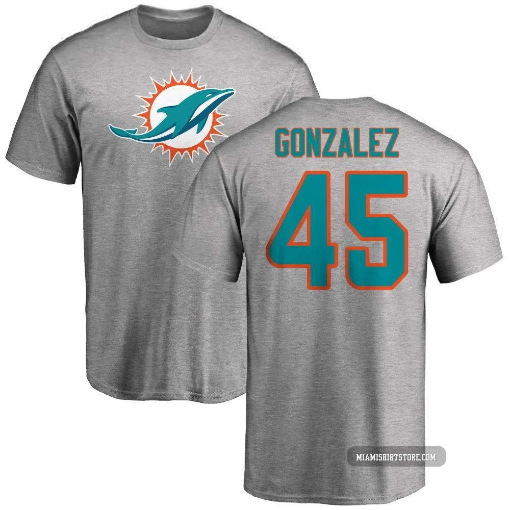 Men's Zane Gonzalez Miami Dolphins ＃45 Pro Line Name & Number Logo T-Shirt - Ash