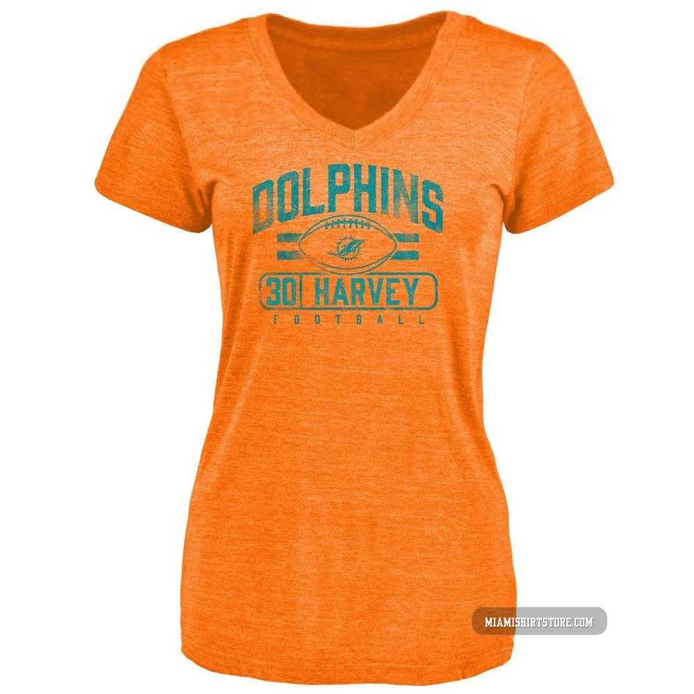 Women's Ahmari Harvey Miami Dolphins ＃30 Orange Pro Line by Flanker Tri-Blend T-Shirt -