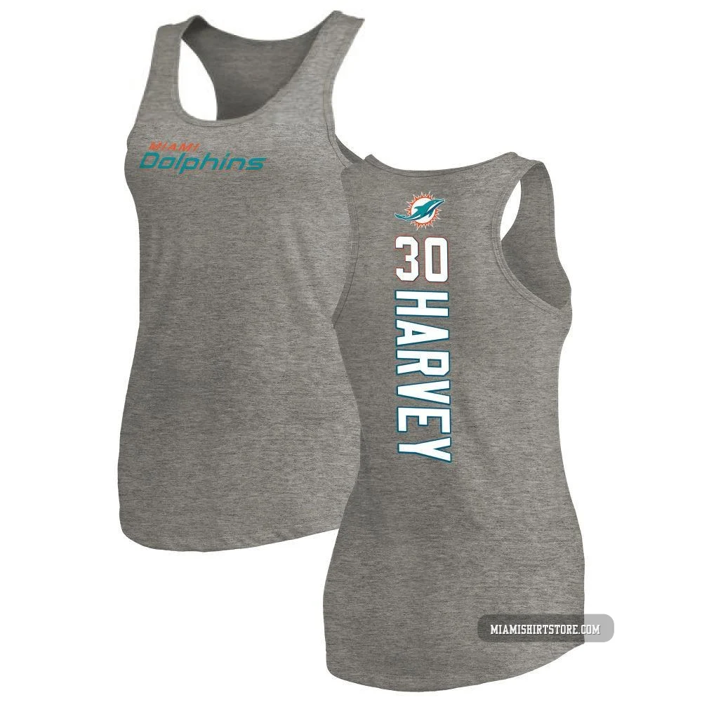 Women's Ahmari Harvey Miami Dolphins ＃30 Pro Line by Backer Tri-Blend Tank Top - Ash