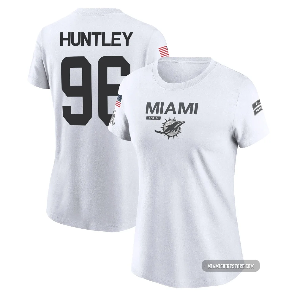 Women's Alex Huntley Miami Dolphins ＃96 Legend White 2024 Salute to Service Performance T-Shirt