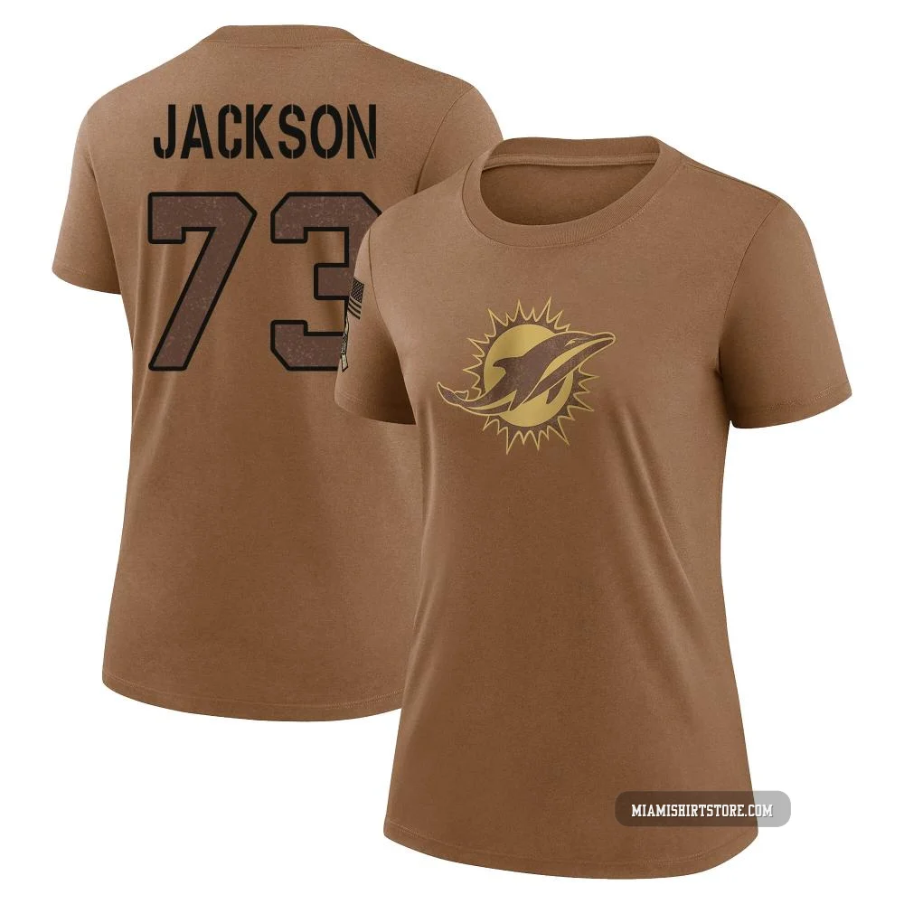 Women's Austin Jackson Miami Dolphins ＃73 Legend Brown 2023 Salute To Service Performance T-Shirt