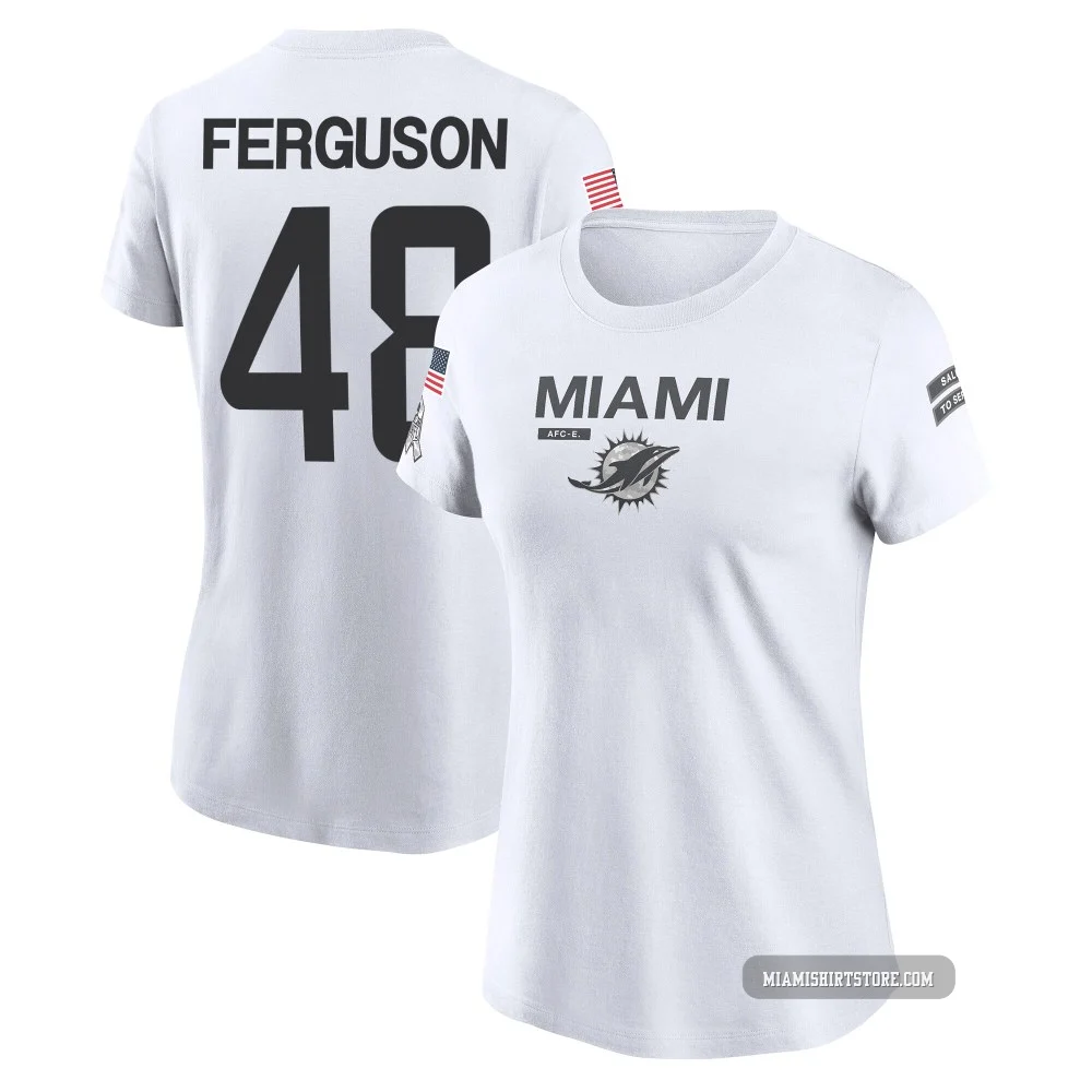 Women's Blake Ferguson Miami Dolphins ＃48 Legend White 2024 Salute to Service Performance T-Shirt