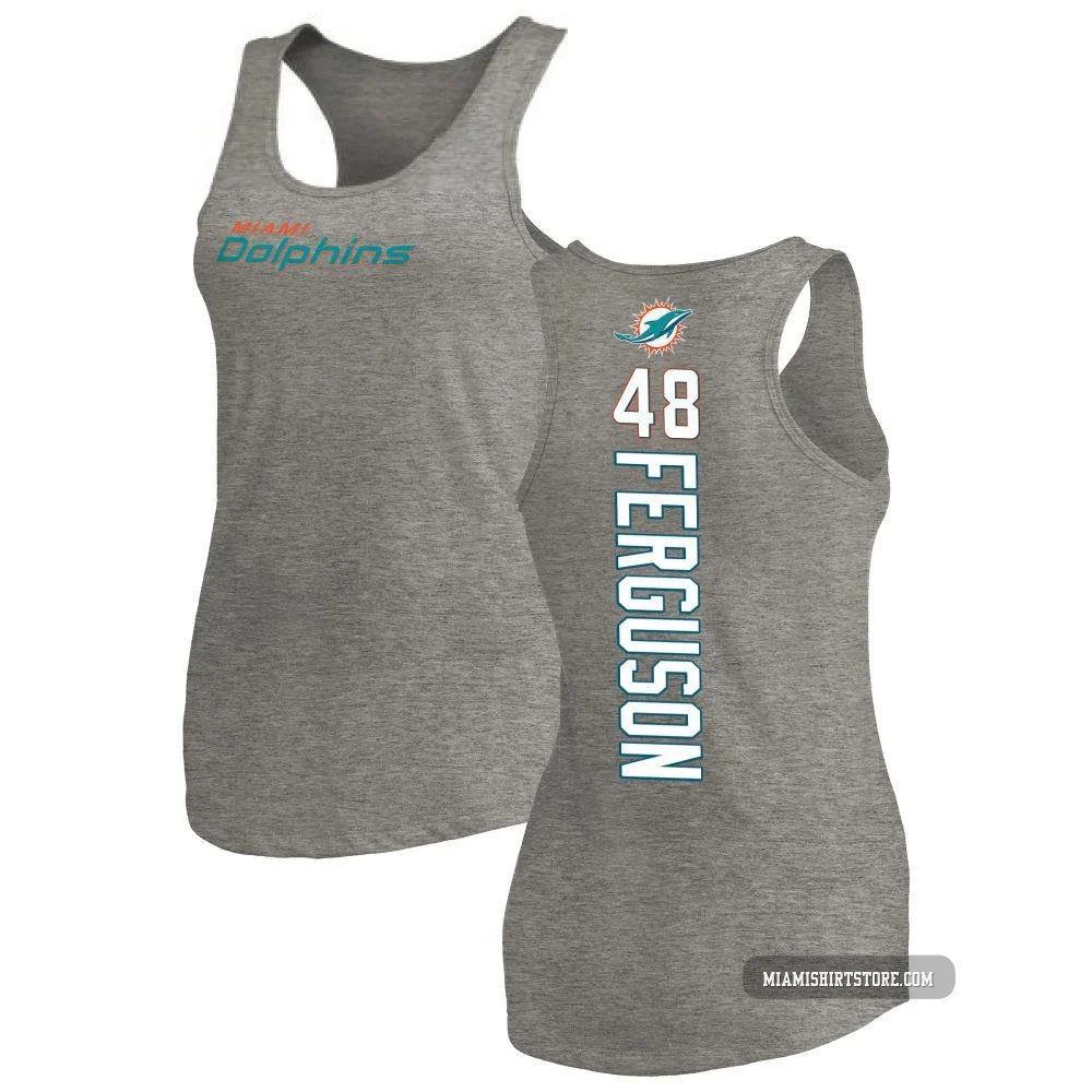 Women's Blake Ferguson Miami Dolphins ＃48 Pro Line by Backer Tri-Blend Tank Top - Ash