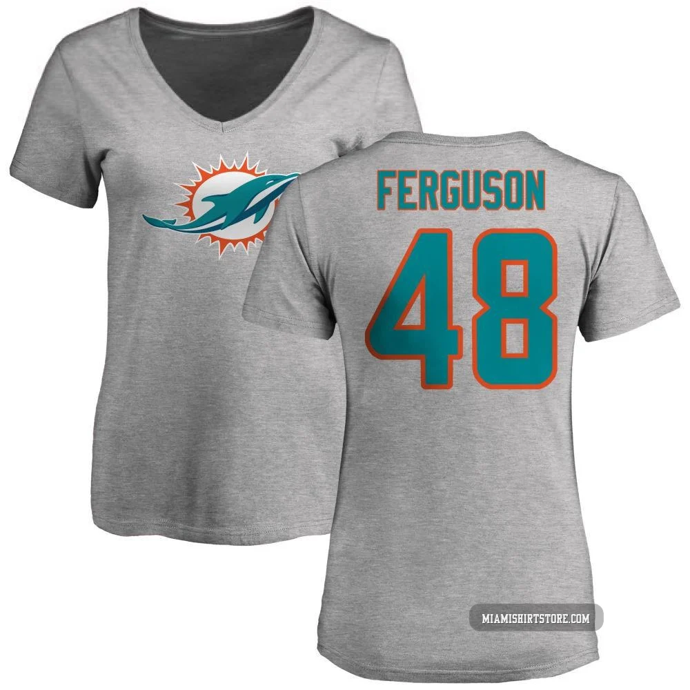 Women's Blake Ferguson Miami Dolphins ＃48 Pro Line Name & Number Logo Slim Fit T-Shirt - Ash
