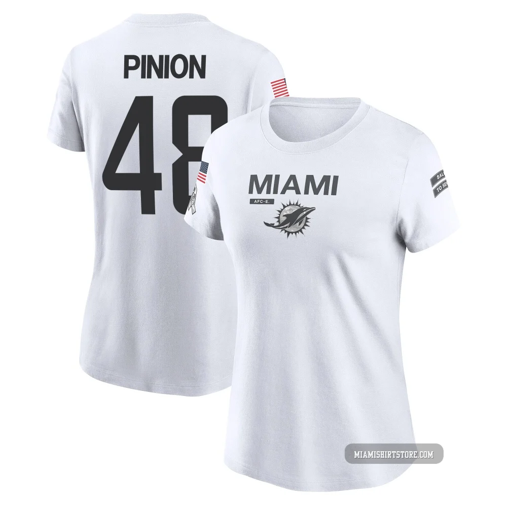 Women's Bradley Pinion Miami Dolphins ＃48 Legend White 2024 Salute to Service Performance T-Shirt