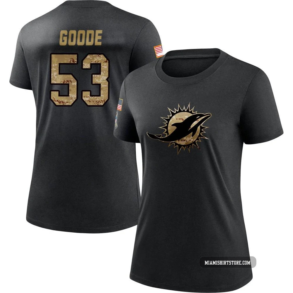 Women's Cameron Goode Miami Dolphins ＃53 Black 2020 Salute To Service Performance T-Shirt