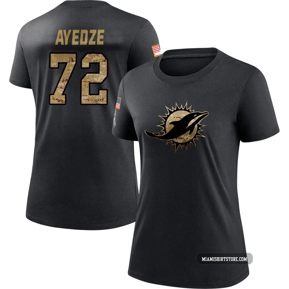 Women's Gottlieb Ayedze Miami Dolphins ＃72 Black 2020 Salute To Service Performance T-Shirt