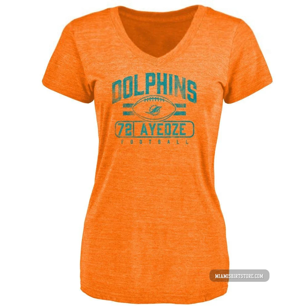 Women's Gottlieb Ayedze Miami Dolphins ＃72 Orange Pro Line by Flanker Tri-Blend T-Shirt -
