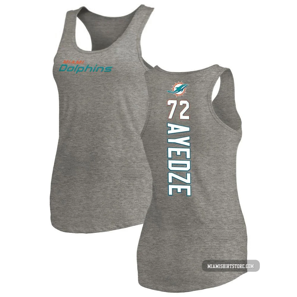 Women's Gottlieb Ayedze Miami Dolphins ＃72 Pro Line by Backer Tri-Blend Tank Top - Ash