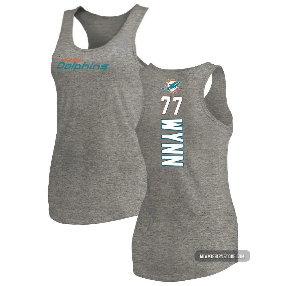 Women's Isaiah Wynn Miami Dolphins ＃77 Pro Line by Backer Tri-Blend Tank Top - Ash
