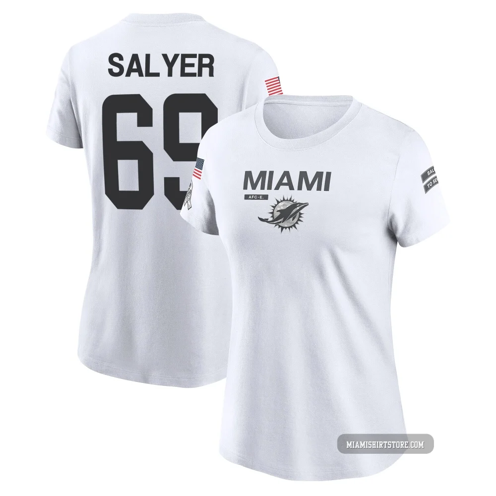 Women's Jamaree Salyer Miami Dolphins ＃69 Legend White 2024 Salute to Service Performance T-Shirt