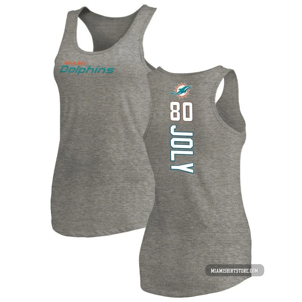 Women's Justin Joly Miami Dolphins ＃80 Pro Line by Backer Tri-Blend Tank Top - Ash
