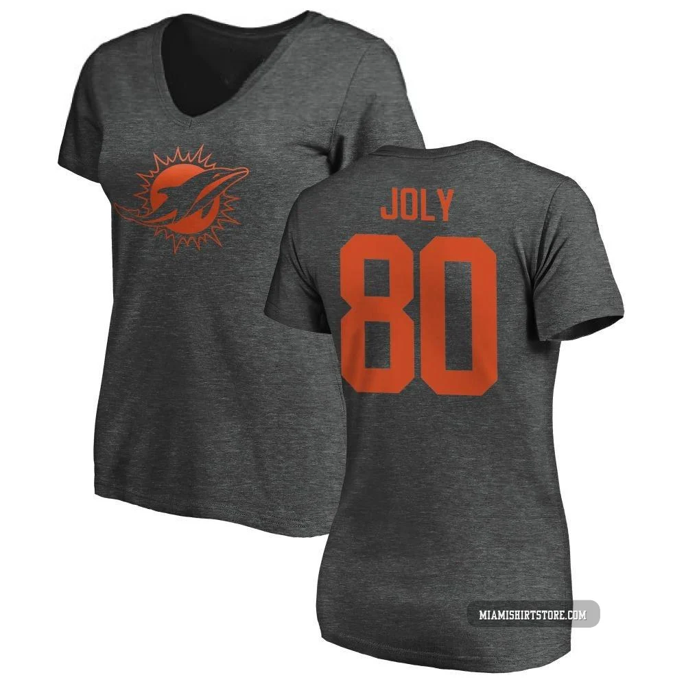 Women's Justin Joly Miami Dolphins ＃80 Pro Line by One Color T-Shirt - Ash