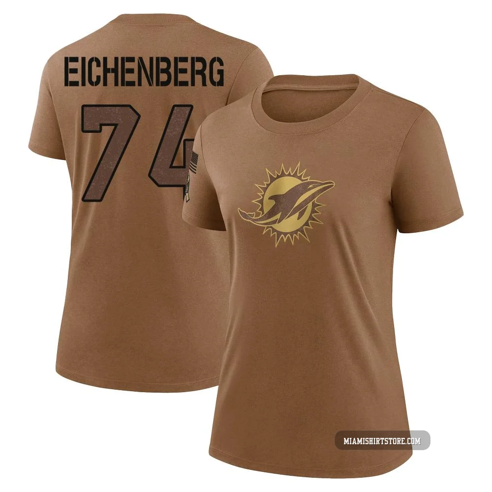 Women's Liam Eichenberg Miami Dolphins ＃74 Legend Brown 2023 Salute To Service Performance T-Shirt