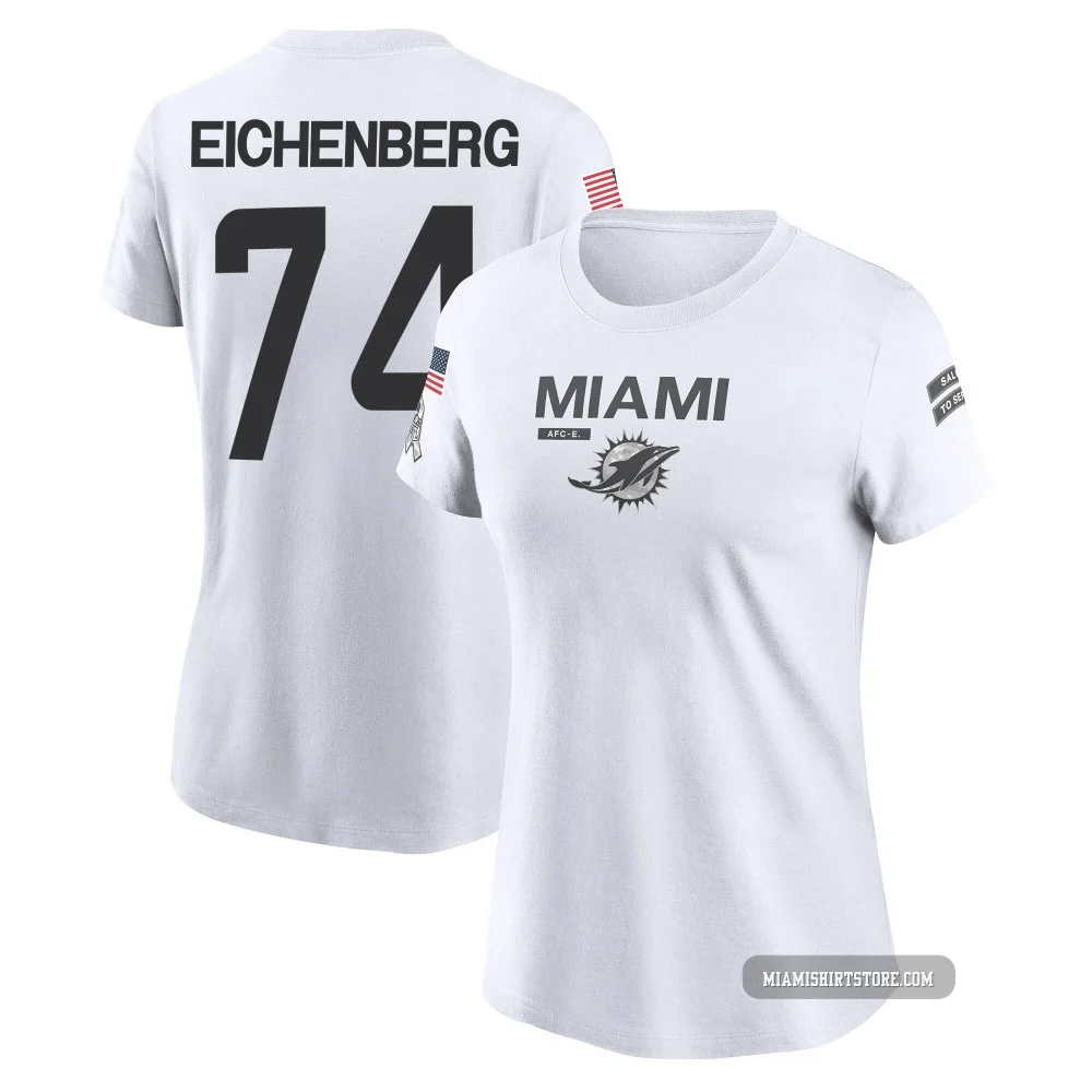 Women's Liam Eichenberg Miami Dolphins ＃74 Legend White 2024 Salute to Service Performance T-Shirt
