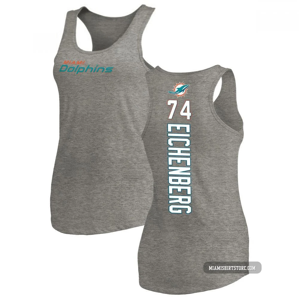 Women's Liam Eichenberg Miami Dolphins ＃74 Pro Line by Backer Tri-Blend Tank Top - Ash