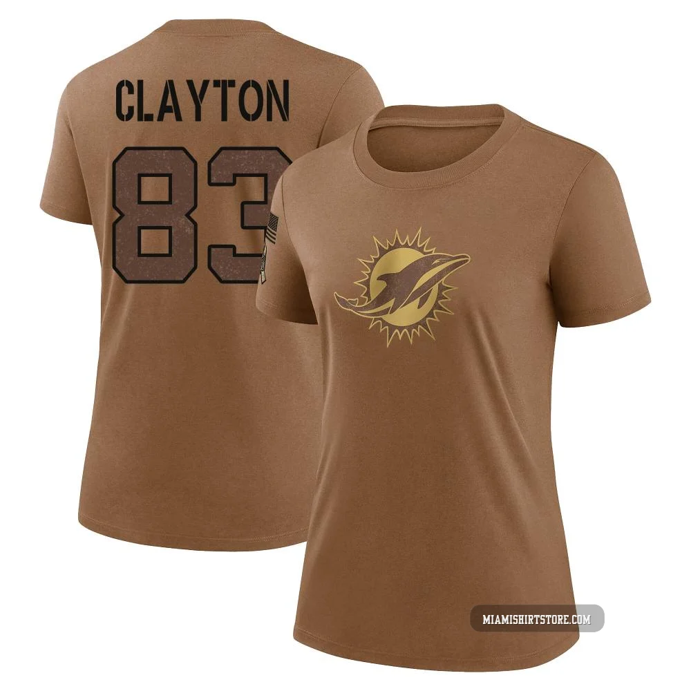 Women's Mark Clayton Miami Dolphins ＃83 Legend Brown 2023 Salute To Service Performance T-Shirt