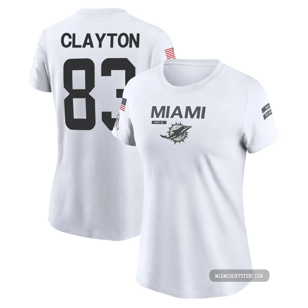 Women's Mark Clayton Miami Dolphins ＃83 Legend White 2024 Salute to Service Performance T-Shirt
