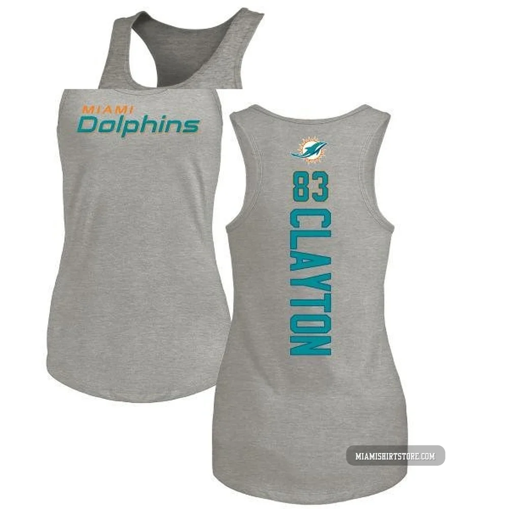 Women's Mark Clayton Miami Dolphins ＃83 Pro Line by Backer Tri-Blend Tank Top - Ash