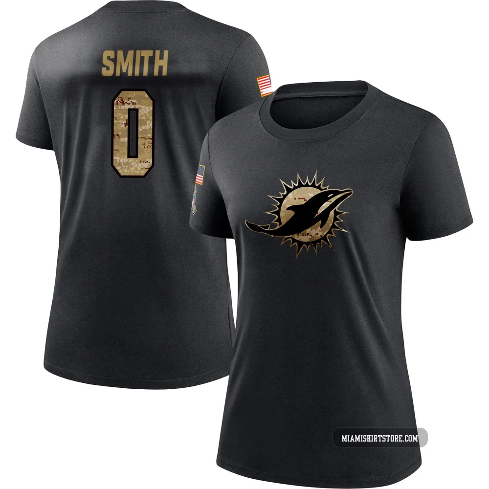 Women's Mazi Smith Miami Dolphins ＃0 Black 2020 Salute To Service Performance T-Shirt