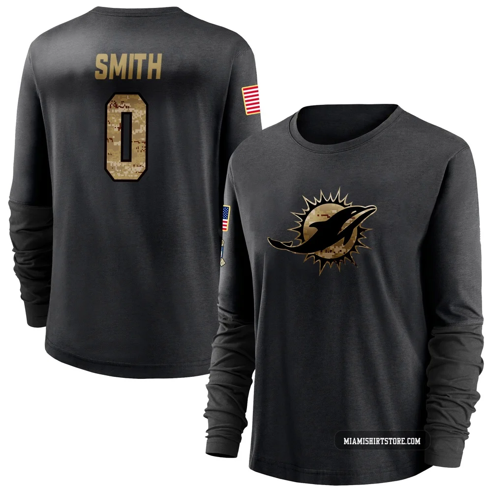 Women's Mazi Smith Miami Dolphins ＃0 Black 2020 Salute To Service Sideline Performance Long Sleeve T-Shirt