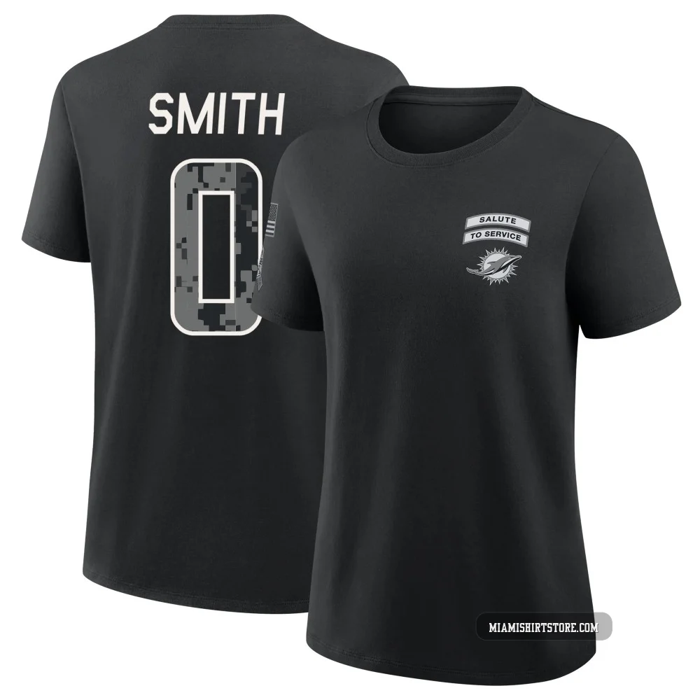 Women's Mazi Smith Miami Dolphins ＃0 Black 2026 Salute to Service T-Shirt