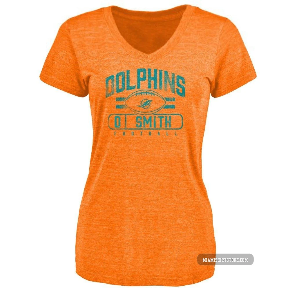 Women's Mazi Smith Miami Dolphins ＃0 Orange Pro Line by Flanker Tri-Blend T-Shirt -