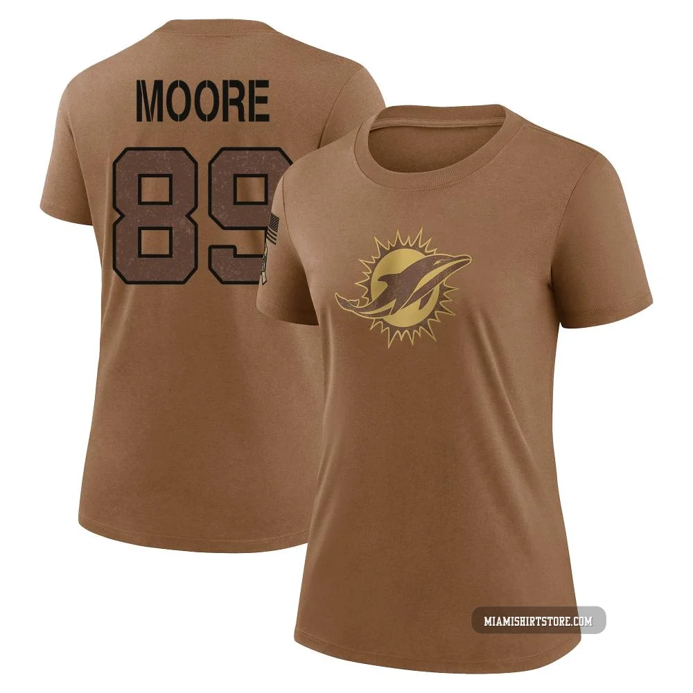 Women's Nat Moore Miami Dolphins ＃89 Legend Brown 2023 Salute To Service Performance T-Shirt