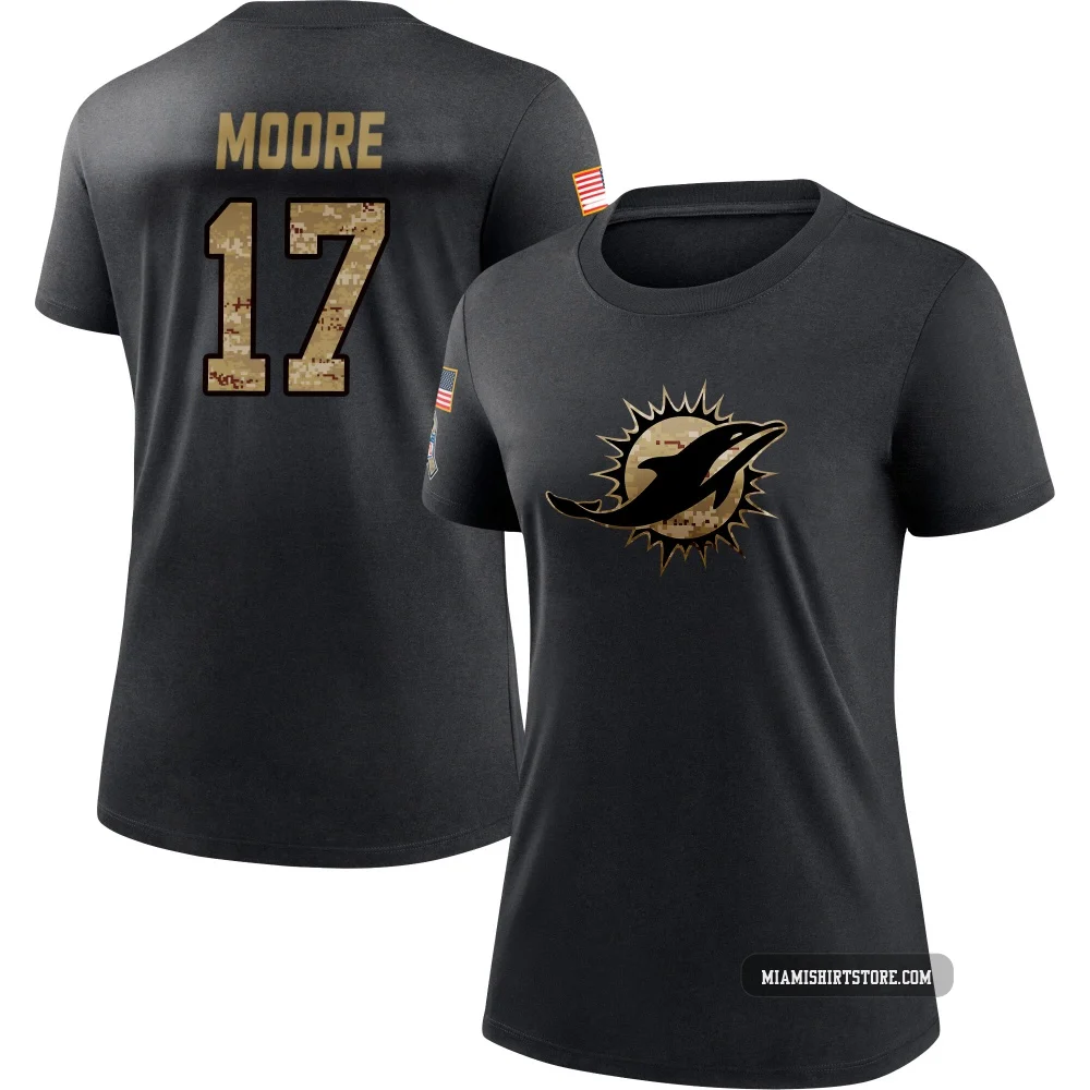 Women's Trey Moore Miami Dolphins ＃17 Black 2020 Salute To Service Performance T-Shirt