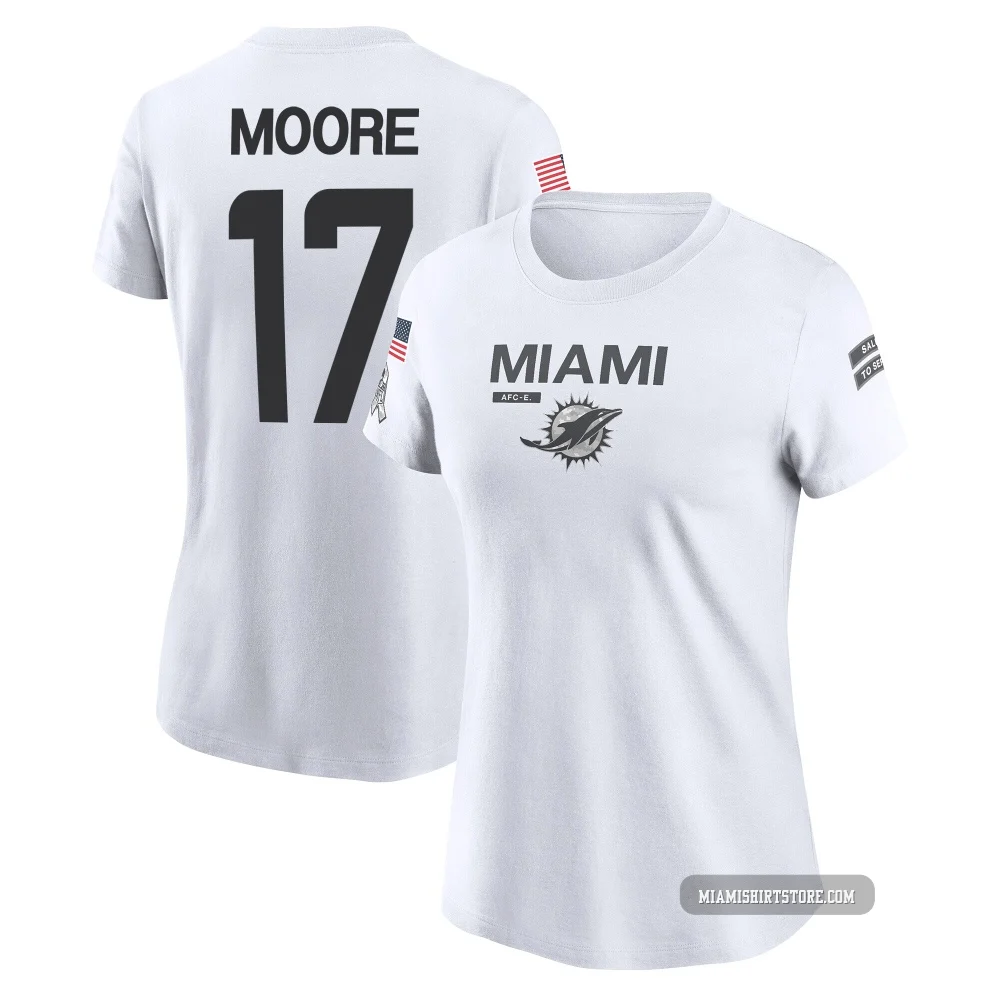 Women's Trey Moore Miami Dolphins ＃17 Legend White 2024 Salute to Service Performance T-Shirt