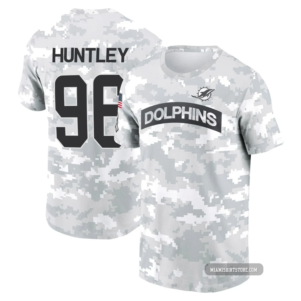 Youth Alex Huntley Miami Dolphins ＃96 Arctic Camo 2024 Salute to Service Performance T-Shirt