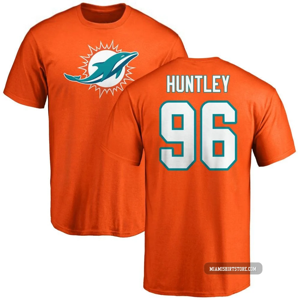 Youth Alex Huntley Miami Dolphins ＃96 Orange Pro Line Name & Number Logo T-Shirt -