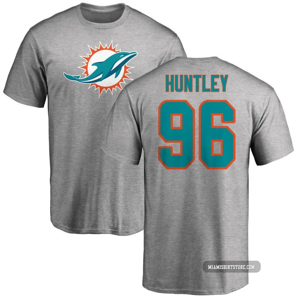 Youth Alex Huntley Miami Dolphins ＃96 Pro Line Name & Number Logo T-Shirt - Ash