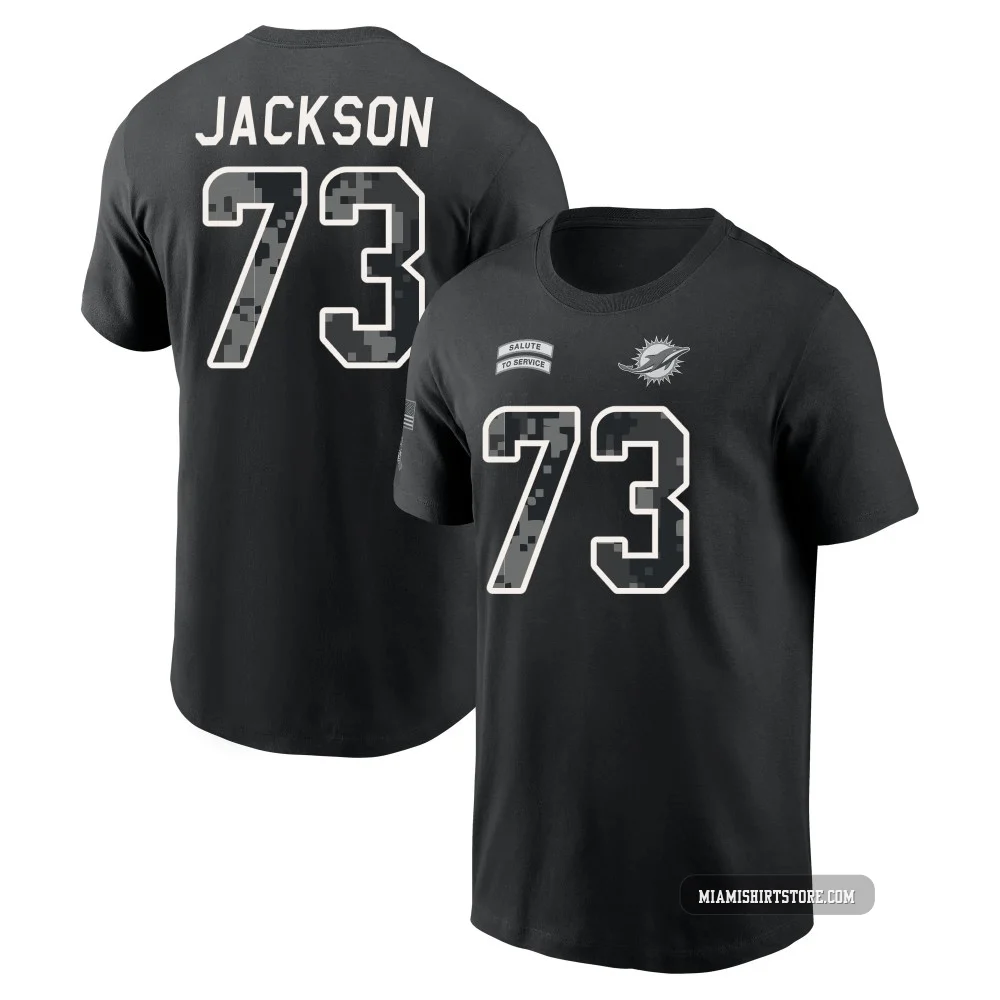 Youth Austin Jackson Miami Dolphins ＃73 Black 2026 Salute to Service Name & Number T-Shirt