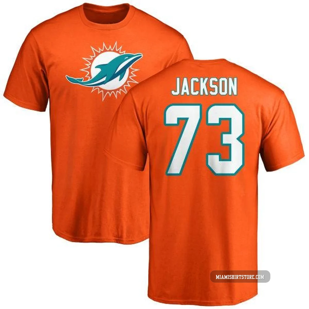 Youth Austin Jackson Miami Dolphins ＃73 Orange Pro Line Name & Number Logo T-Shirt -