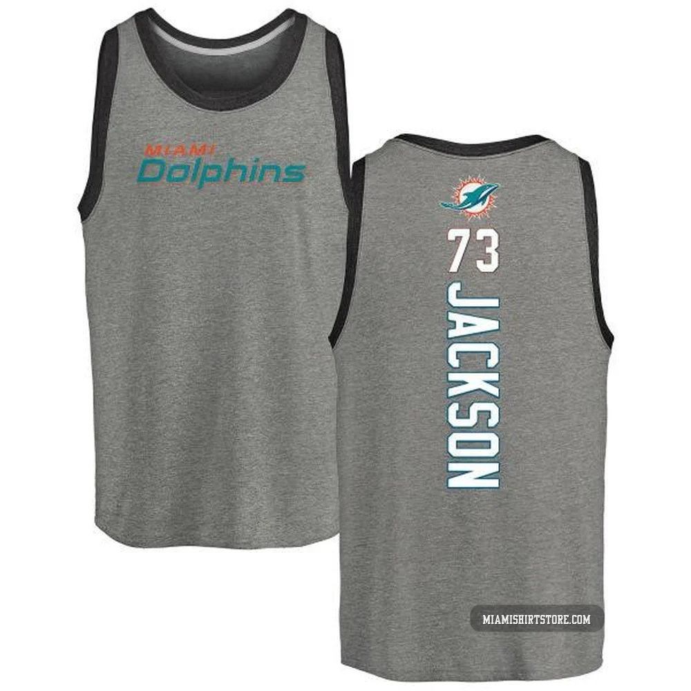 Youth Austin Jackson Miami Dolphins ＃73 Pro Line by Backer Tri-Blend Tank Top - Ash