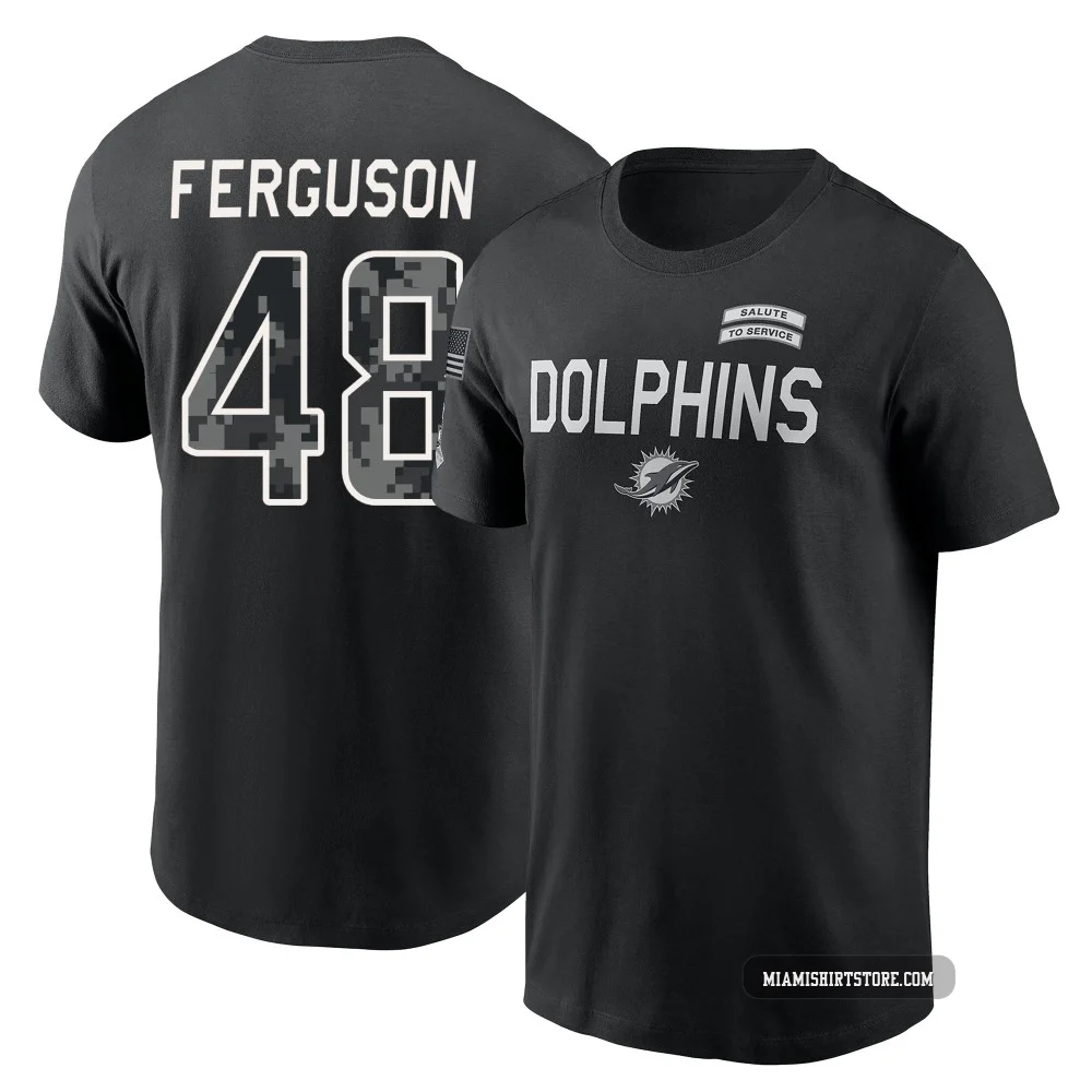 Youth Blake Ferguson Miami Dolphins ＃48 Black 2026 Salute to Service Sideline T-Shirt