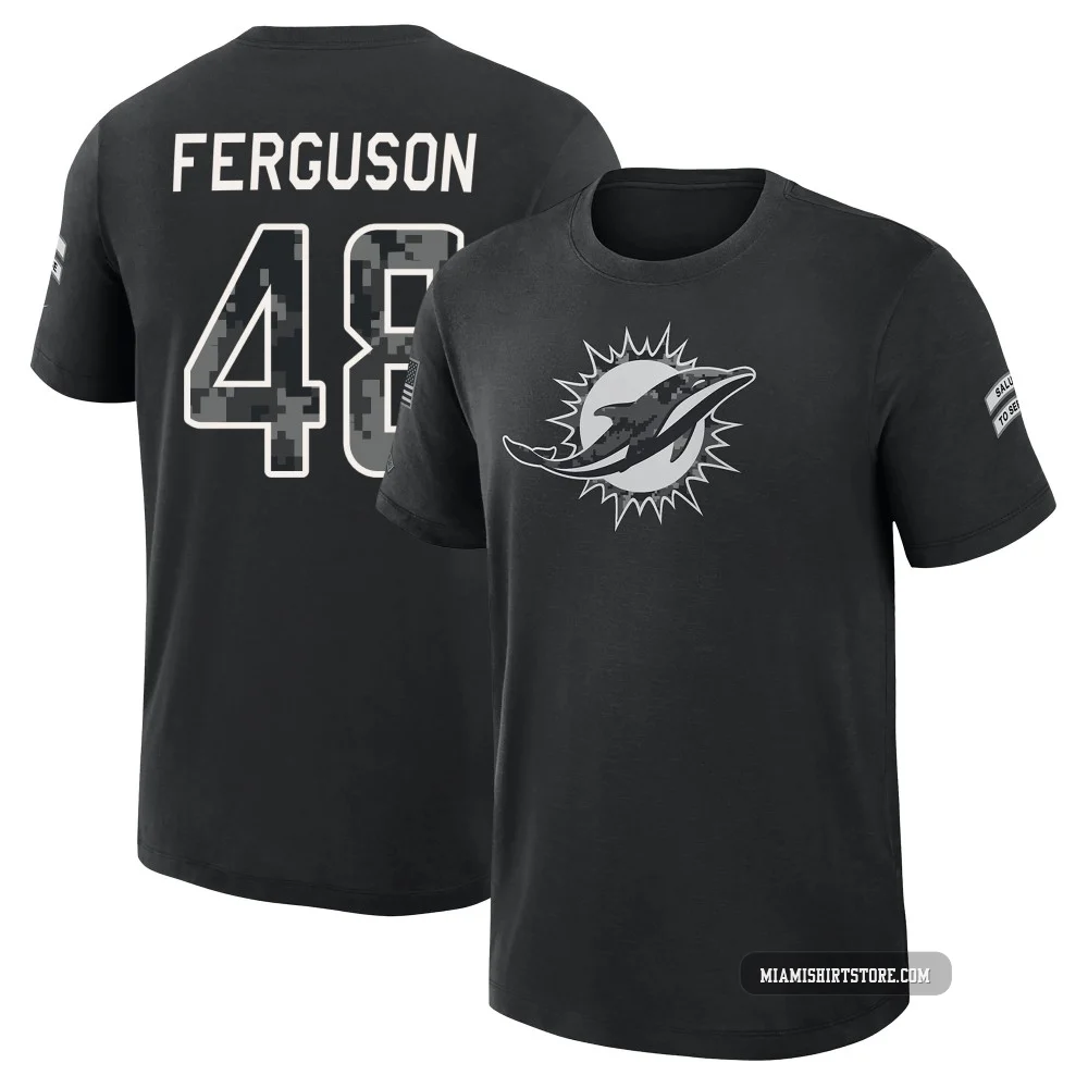 Youth Blake Ferguson Miami Dolphins ＃48 Black 2026 Salute to Service Slub T-Shirt