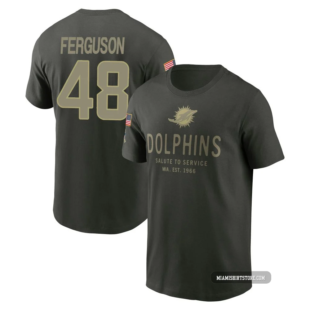 Youth Blake Ferguson Miami Dolphins ＃48 Forest/Green 2025 Salute to Service Sideline Primary Edge T-Shirt