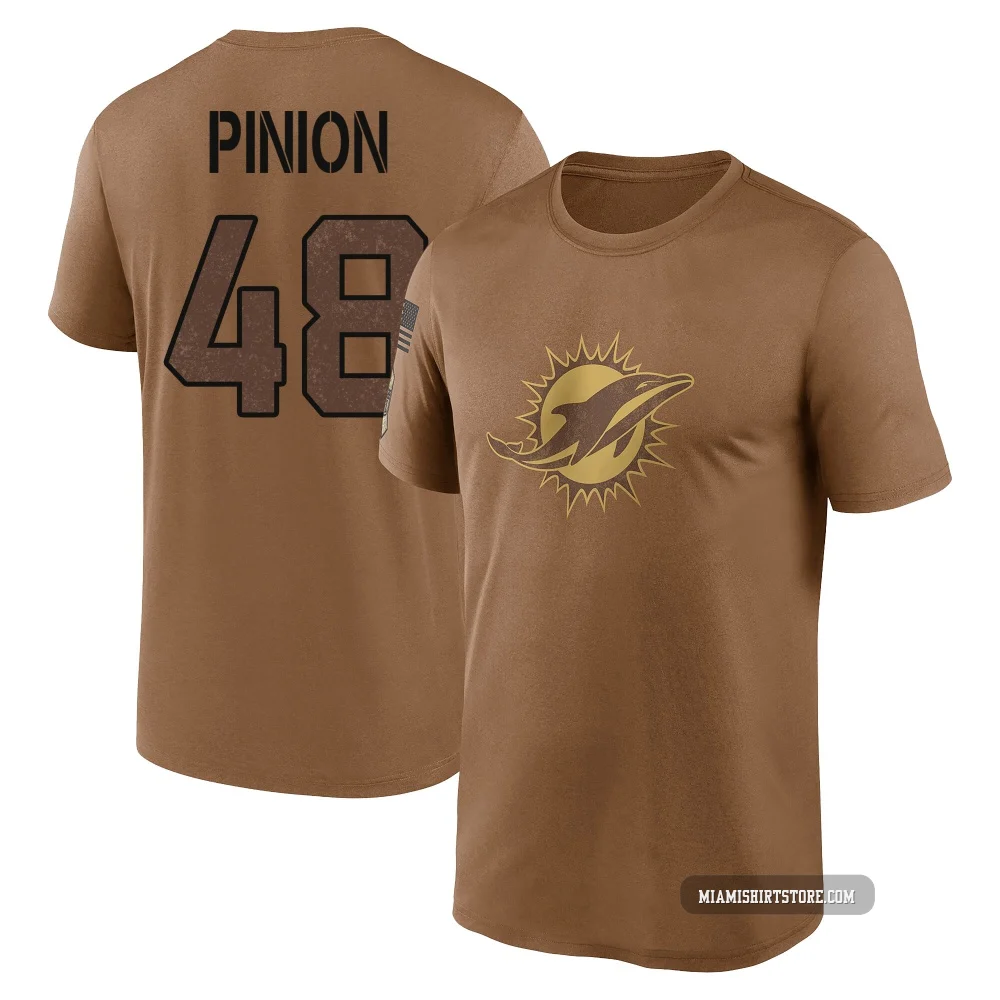 Youth Bradley Pinion Miami Dolphins ＃48 Legend Brown 2023 Salute To Service Performance T-Shirt